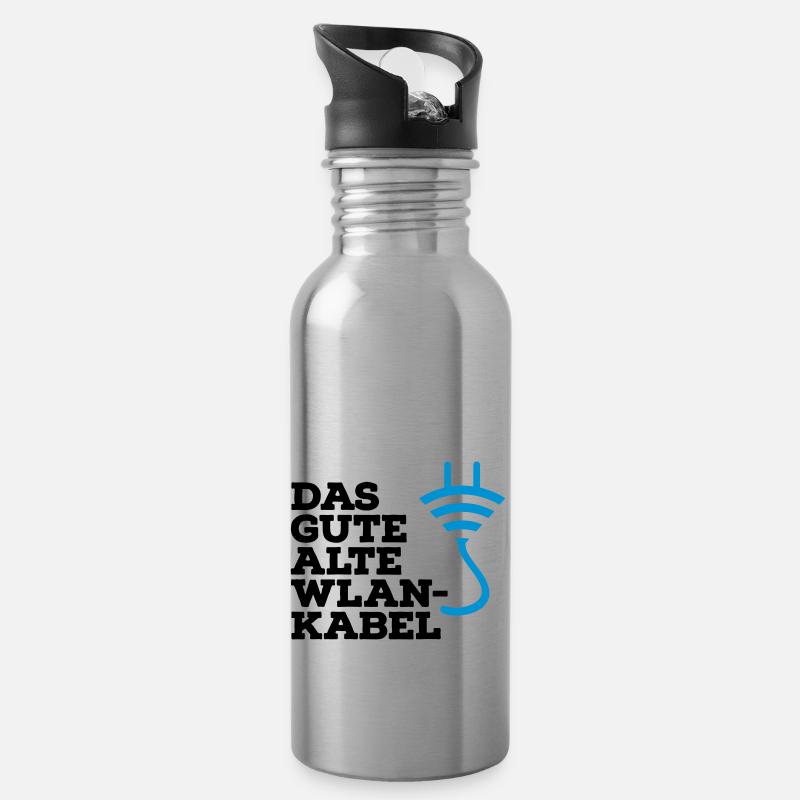 WLAN Kabel Computer Shirt - Trinkflasche mit integriertem Trinkhalm - Lightsilver