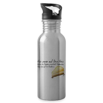 Käsekuchen T-Shirt - Trinkflasche mit integriertem Trinkhalm - Lightsilver - Rechts