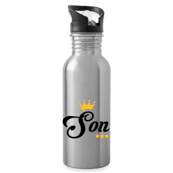 Sohn / Tochter / Familie / Mädchen - Trinkflasche mit integriertem Trinkhalm - Lightsilver - Rechts