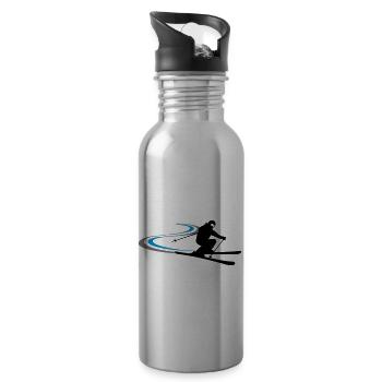 Winter - Skifahrer - Trinkflasche mit integriertem Trinkhalm - Lightsilver - Rechts