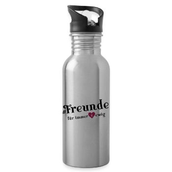 freunde für immer - Trinkflasche mit integriertem Trinkhalm - Lightsilver - Rechts