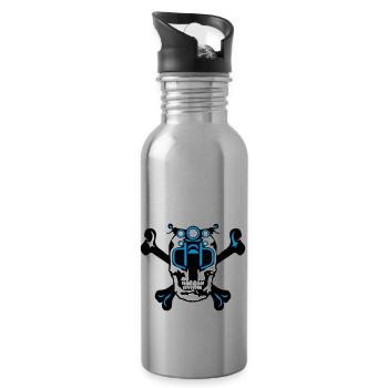 Tod Kopf Motorrad os crane skull - Trinkflasche mit integriertem Trinkhalm - Lightsilver - Rechts