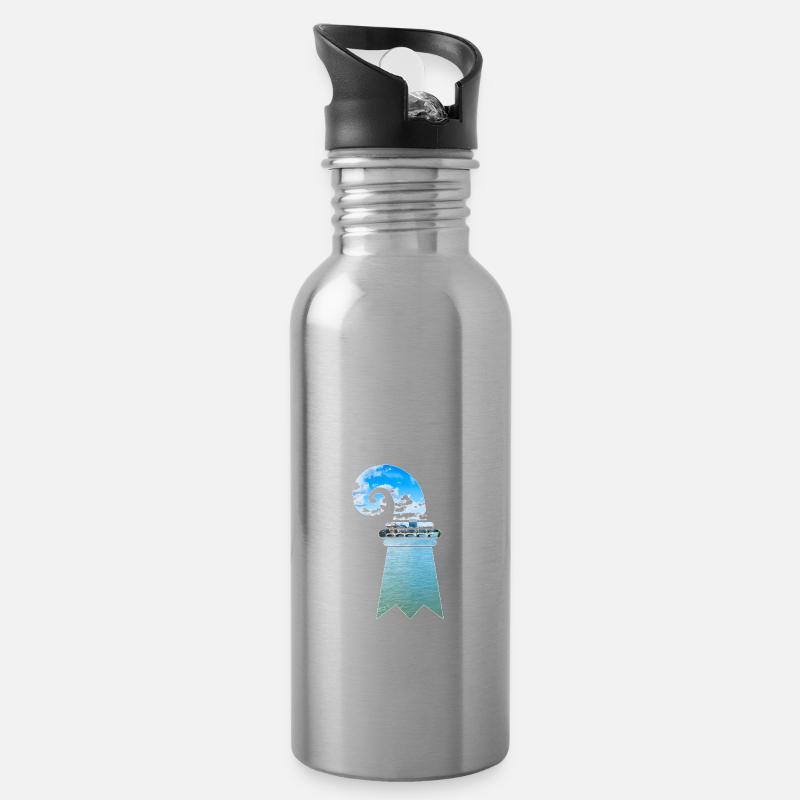 Baslerstab - Trinkflasche mit integriertem Trinkhalm - Lightsilver