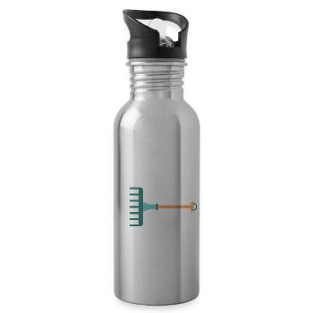 Garten Rechenzentrum - Trinkflasche mit integriertem Trinkhalm - Lightsilver - Rechts
