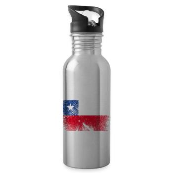 Chile Flagge - Vintage Grunge - Trinkflasche mit integriertem Trinkhalm - Lightsilver - Rechts