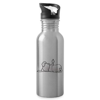 Schnauzer stinky fingers - Water bottle with straw - silver - Right