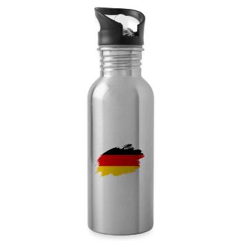 Germany german ensign flag - Water bottle with straw - silver - Right
