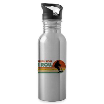 Scooter Roller Spruch Geschenk Rollen Kinder - Trinkflasche mit integriertem Trinkhalm - Lightsilver - Rechts