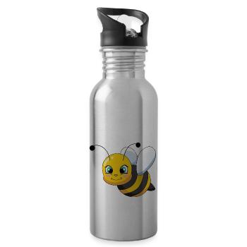 Biene - Honigbiene - Trinkflasche mit integriertem Trinkhalm - Lightsilver - Rechts