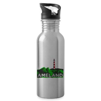 Ameland Lighthouse - Water bottle with straw - silver - Right