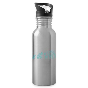 Elephant Geometric Family - Water bottle with straw - silver - Right