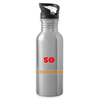 Einschulung Schulanfang Kindergarten Schulstart - Trinkflasche mit integriertem Trinkhalm - Lightsilver - Rechts