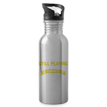 Concrete builder design for construction workers and construction site - Water bottle with straw - silver - Right