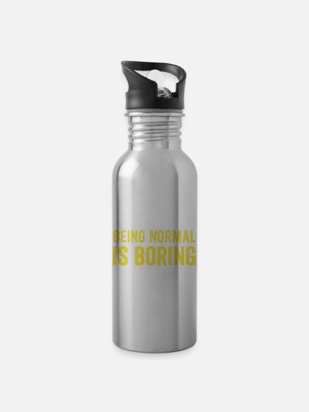 Normal zu sein ist langweilig - Trinkflasche mit integriertem Trinkhalm - Lightsilver