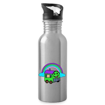 Happy Trailer Hut Rainbow Fantasy - Water bottle with straw - silver - Right
