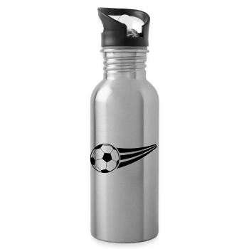 Fussball - Trinkflasche mit integriertem Trinkhalm - Lightsilver - Rechts
