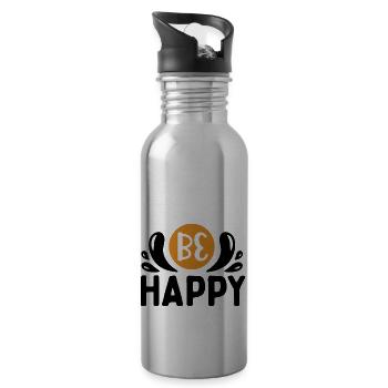 Design Be happy - Gourde avec paille intégrée - argent clair - Droite