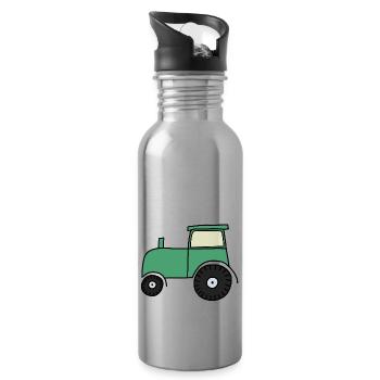 Gezeichneter Traktor - Trinkflasche mit integriertem Trinkhalm - Lightsilver - Rechts