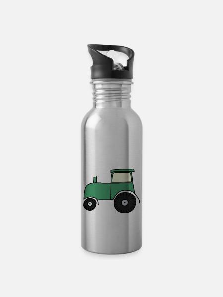 Tracteur tracté - Gourde avec paille intégrée - argent clair