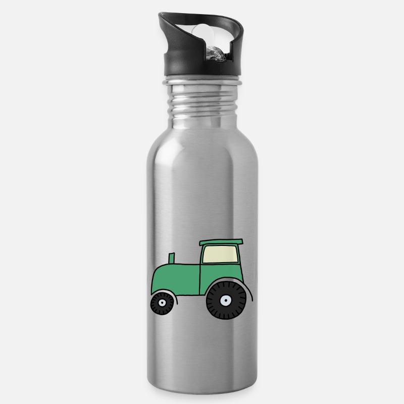 Tracteur tracté - Gourde avec paille intégrée - argent clair