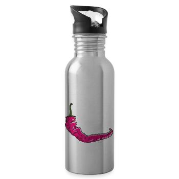 Chili Jalapeno Pepperoni pink spicy - Water bottle with straw - silver - Right