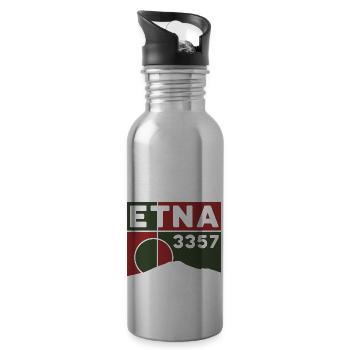 Etna Ätna Mongibello Vulkan Berg Sizilien Andenken - Trinkflasche mit integriertem Trinkhalm - Lightsilver - Rechts