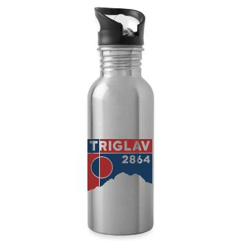 Triglav, Triglau, Kranjska Gora, Slovenia, Hiking - Water bottle with straw - silver - Right