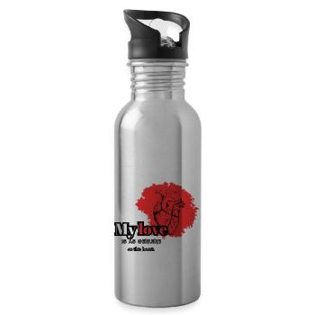 My love is as genuine as this heart - Water bottle with straw - silver - Right