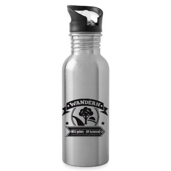 Wandern "Weg gehen - ankommen" - Trinkflasche mit integriertem Trinkhalm - Lightsilver - Rechts