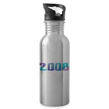 Birthday Gift 2008 Vintage 2008 Retro 2008 - Water bottle with straw - silver - Right