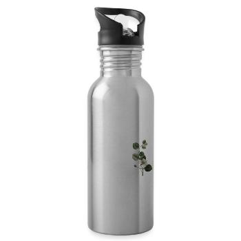 Numéro 54 floral vert - 54e anniversaire floral - Gourde avec paille intégrée - argent clair - Droite
