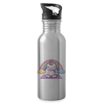 licorne de yoga - Gourde avec paille intégrée - argent clair - Droite