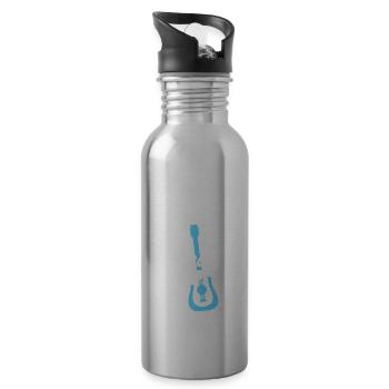 Guitarist Guitar Playing Guitarist Rock Music Fun - Water bottle with straw - silver - Right