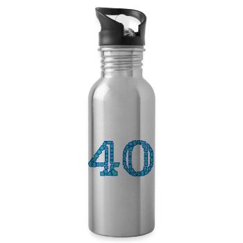 40. 40 ANS. 40e ANNIVERSAIRE. ANNIVERSAIRE 40 ANS. - Gourde avec paille intégrée - argent clair - Droite