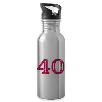 40. 40 ANS. 40e ANNIVERSAIRE. ANNIVERSAIRE 40 ANS. - Gourde avec paille intégrée - argent clair - Droite