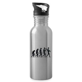 Evolution des Fotografen: Vom Affen zum KI-Fotografen - Trinkflasche mit integriertem Trinkhalm - Lightsilver - Rechts