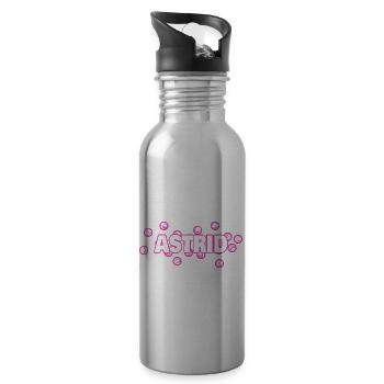 Gift for Astrid - Water bottle with straw - silver - Right