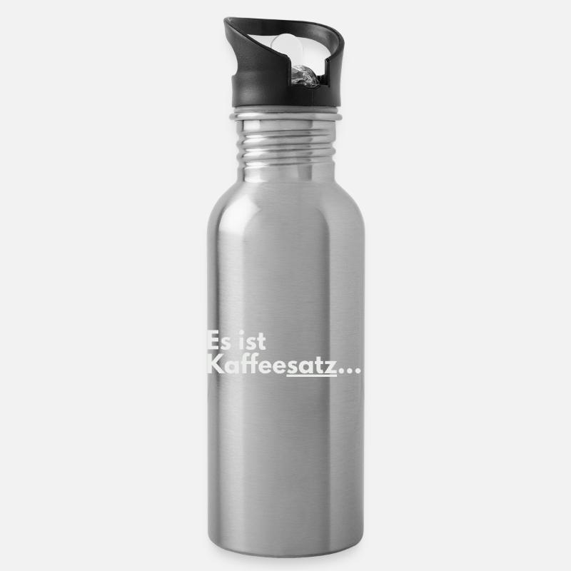 Es ist Kaffeesatz Typo - Trinkflasche mit integriertem Trinkhalm - Lightsilver