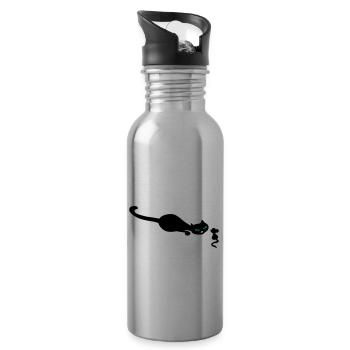 Retro Katze Cat retro uh mouse - Trinkflasche mit integriertem Trinkhalm - Lightsilver - Rechts