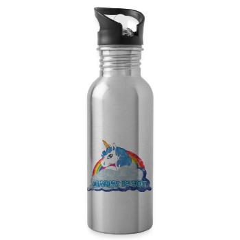 Always be you (Unicorn) grunge - Trinkflasche mit integriertem Trinkhalm - Lightsilver - Rechts