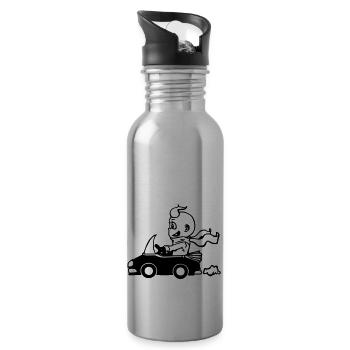 Der Cabrio-Fahrer - Trinkflasche mit integriertem Trinkhalm - Lightsilver - Rechts