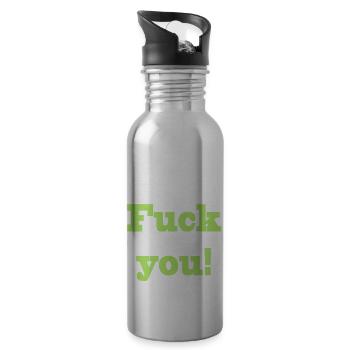 fuck you - Trinkflasche mit integriertem Trinkhalm - Lightsilver - Rechts