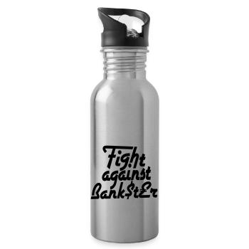 Fight against Bankster - Trinkflasche mit integriertem Trinkhalm - Lightsilver - Rechts