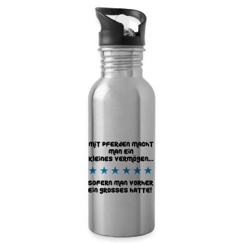 Mit Pferden macht man ein kleines Vermögen - Trinkflasche mit integriertem Trinkhalm - Lightsilver - Rechts