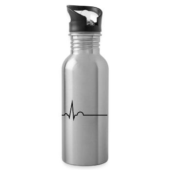 EKG mit Namenslinie - Trinkflasche mit integriertem Trinkhalm - Lightsilver - Rechts