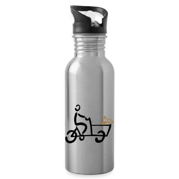 Bakfiets Hund Lastenrad Fahrrad - Trinkflasche mit integriertem Trinkhalm - Lightsilver - Rechts