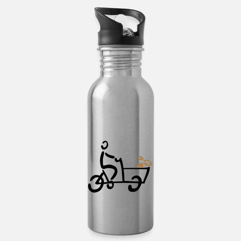 Bakfiets Hund Lastenrad Fahrrad - Trinkflasche mit integriertem Trinkhalm - Lightsilver