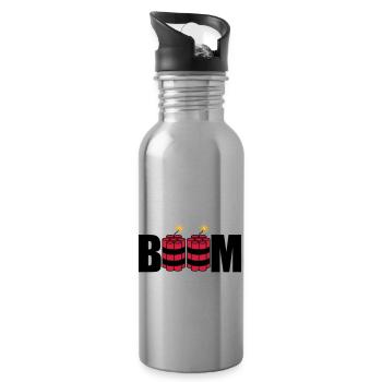 boom angezuendet tnt dynamit explodieren explosion - Trinkflasche mit integriertem Trinkhalm - Lightsilver - Rechts