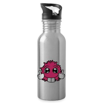 Naughty wanker fuck you off insulting middle finger - Water bottle with straw - silver - Right