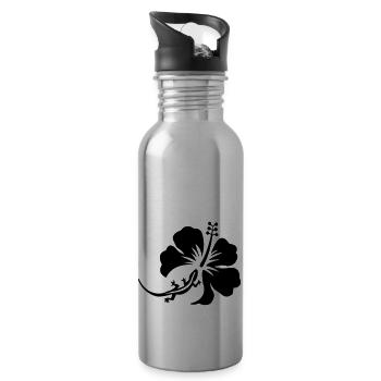 Margouillat hibiscus - Gourde avec paille intégrée - argent clair - Droite